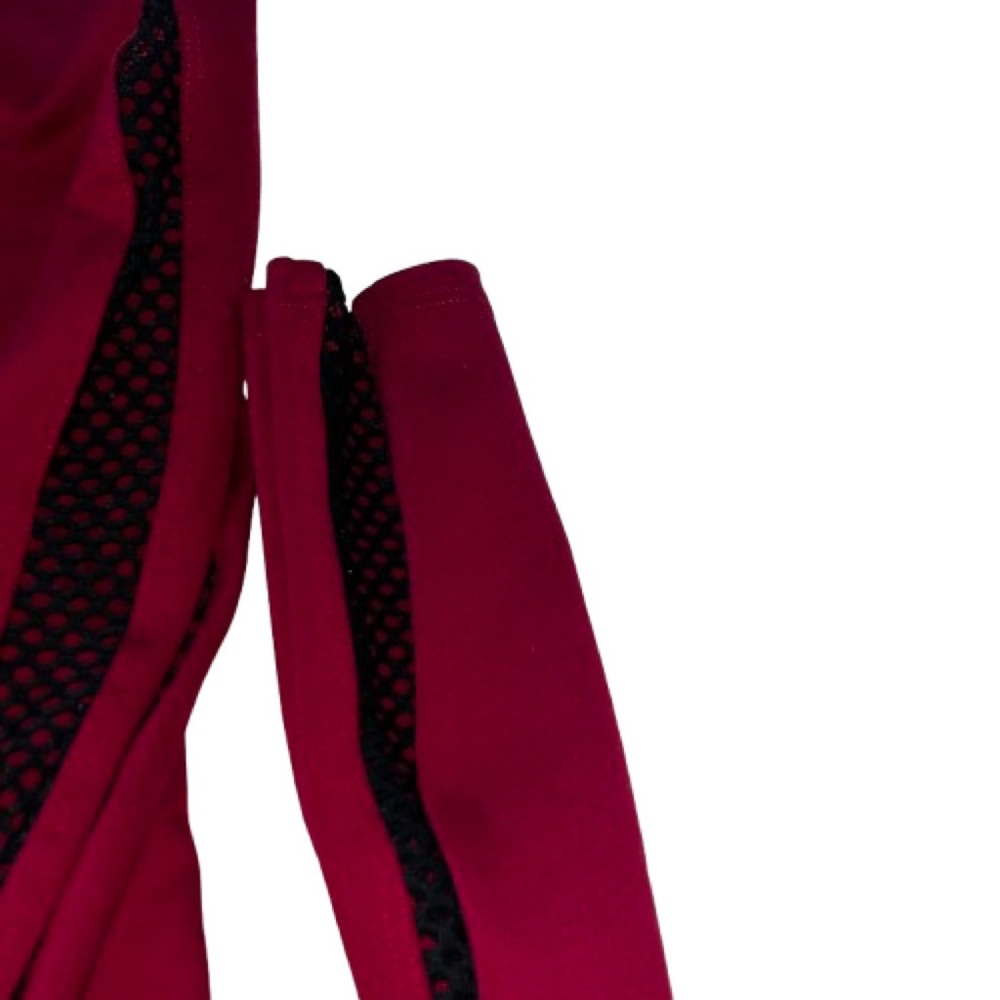 Bombshell Asymmetrical Leggings Medium Maroon Red… - image 9